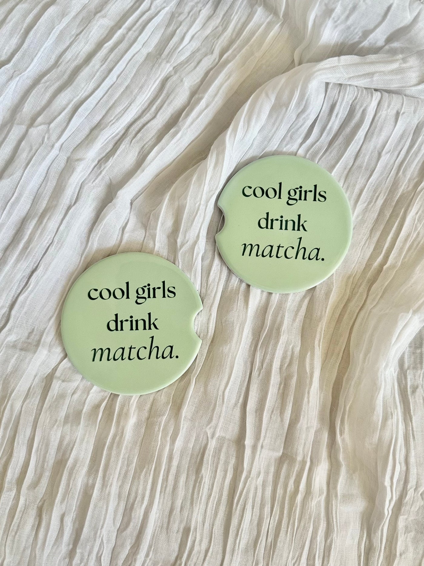Cool Girls Drink Matcha Car Coaster