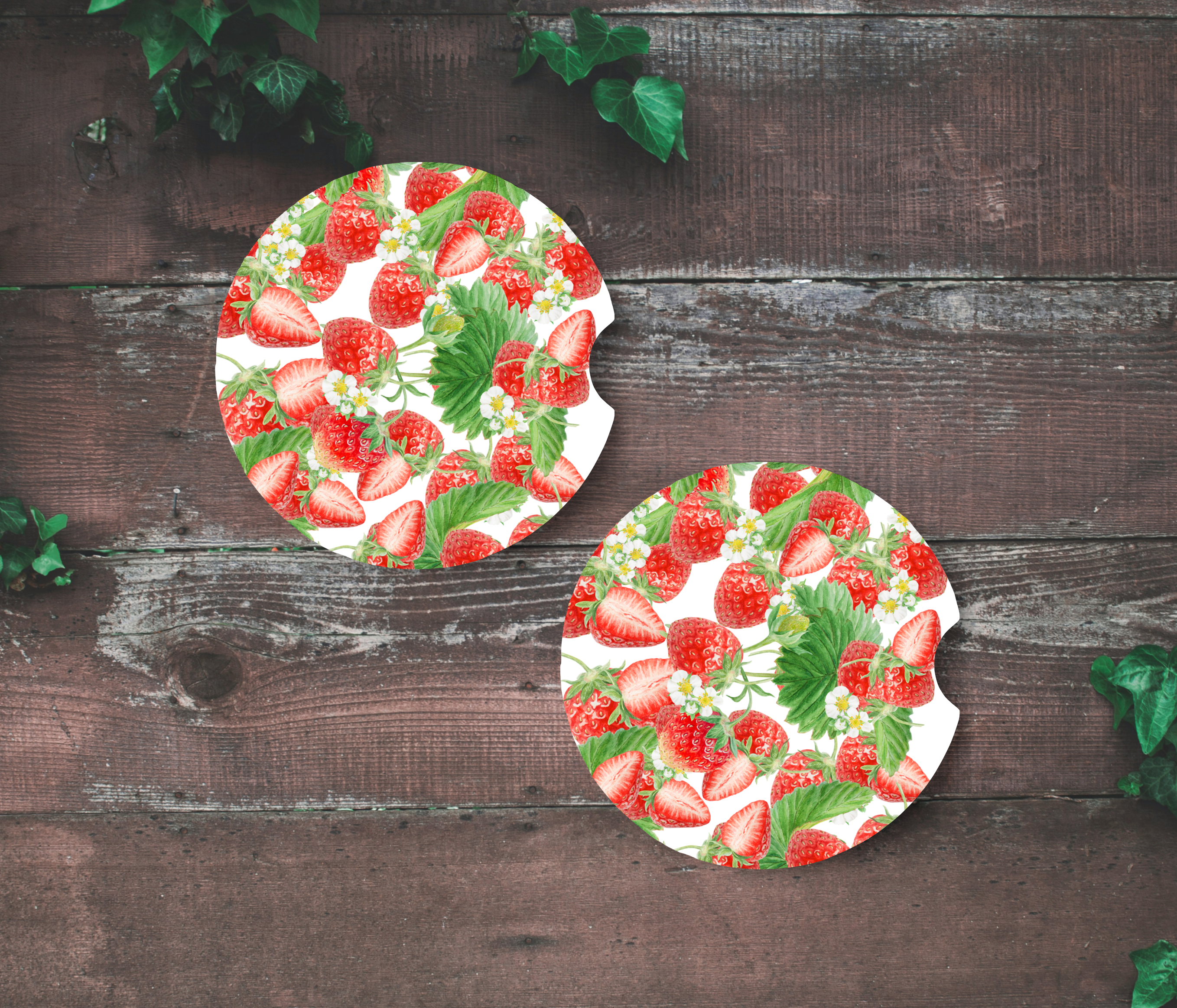 Strawberry Car Coaster (2-Pack)