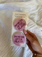 I’m Nicer After Pilates Car Coasters